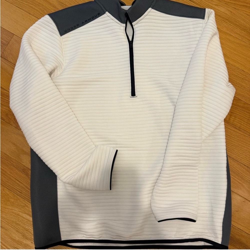 Under Armour Men's Zip-Up Sweater in White and Gray